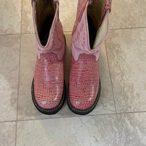 Old West Ladies Size 9 Rubber Sole Round-Toe Pink Boots